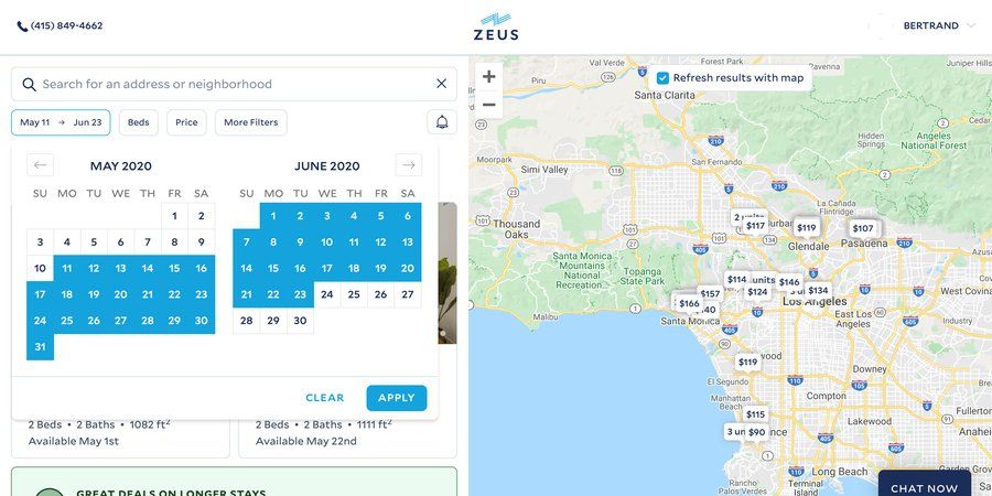 Zeus living
				dropdown & other states page example