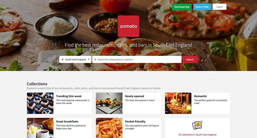 Zomato
				 page example